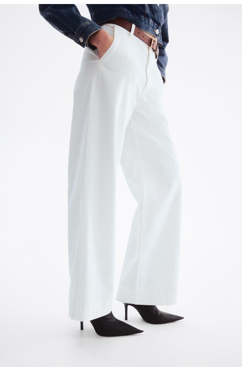 H&M Wide belted twill pants, Alternate, color, White