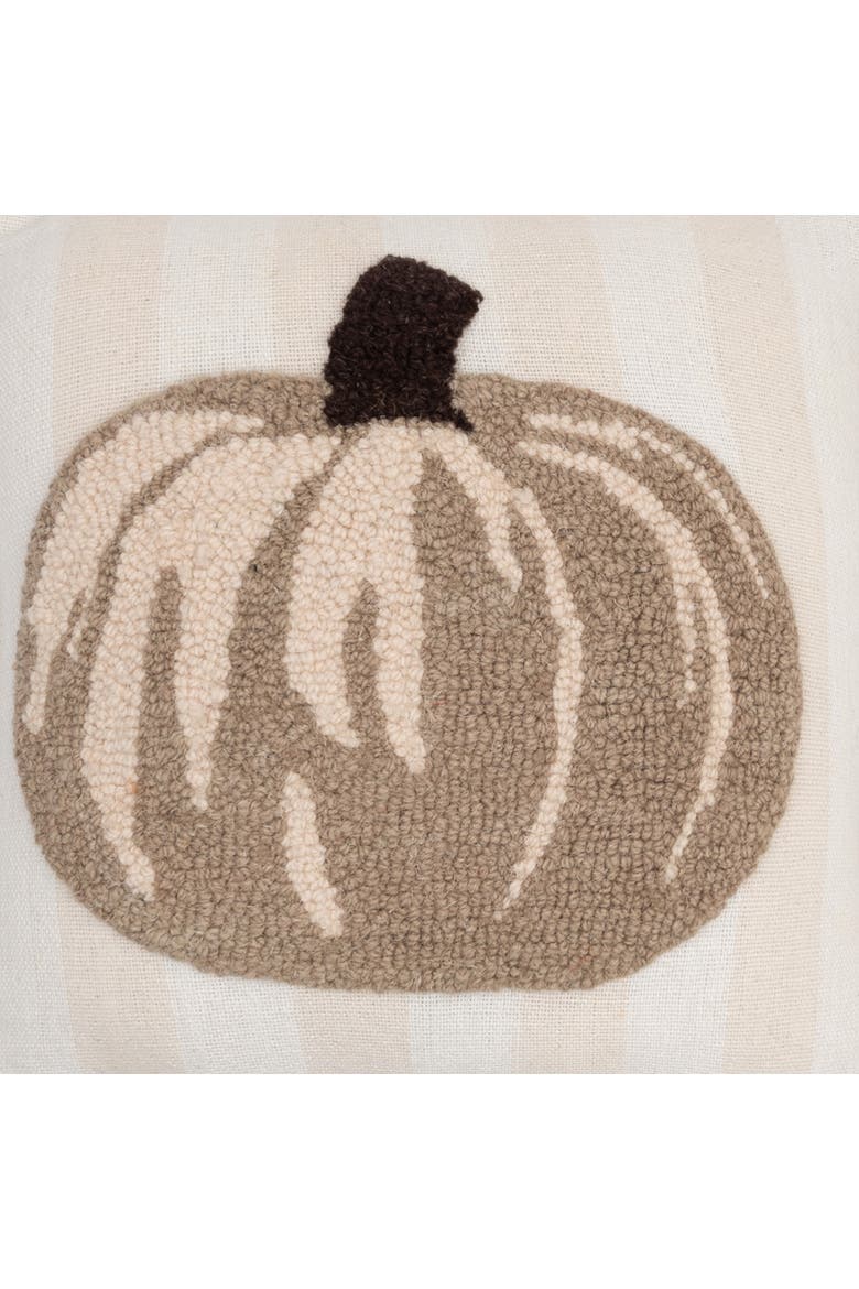 Tan Pumpkin Hooked Throw Pillow 12" x 12", Alternate, color, Brown