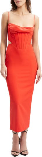Bardot Martini Corset Cutout Midi Dress | Nordstrom