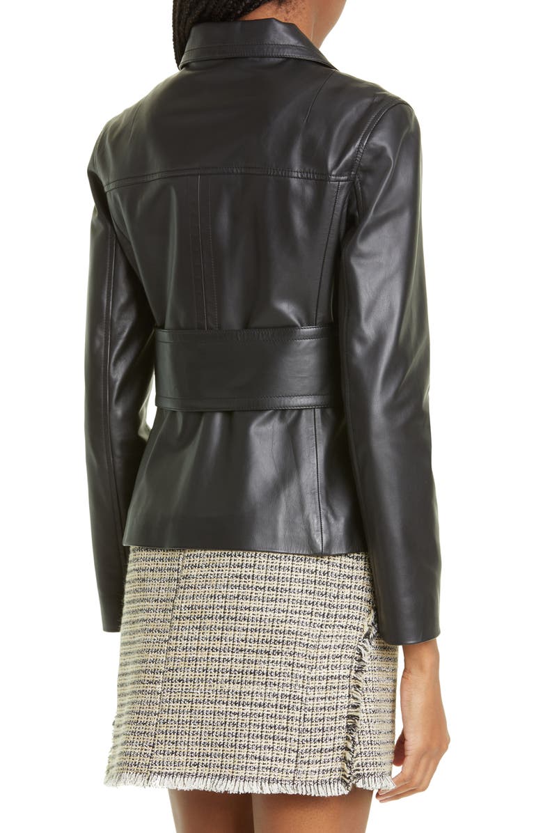 Proenza Schouler White Label Crop Snap Front Leather Jacket, Alternate, color,