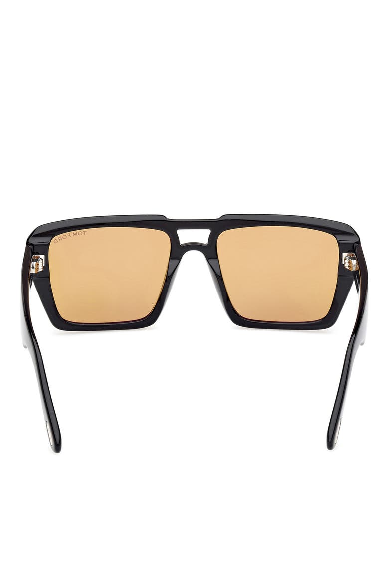 Redford 56mm Navigator Sunglasses, Alternate, color, SHINY BLACK / AMBER
