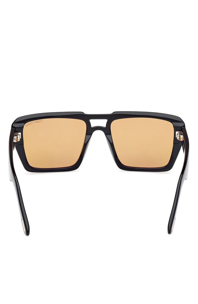 TOM FORD Redford 56mm Navigator Sunglasses, Alternate, color, Shiny Black / Amber