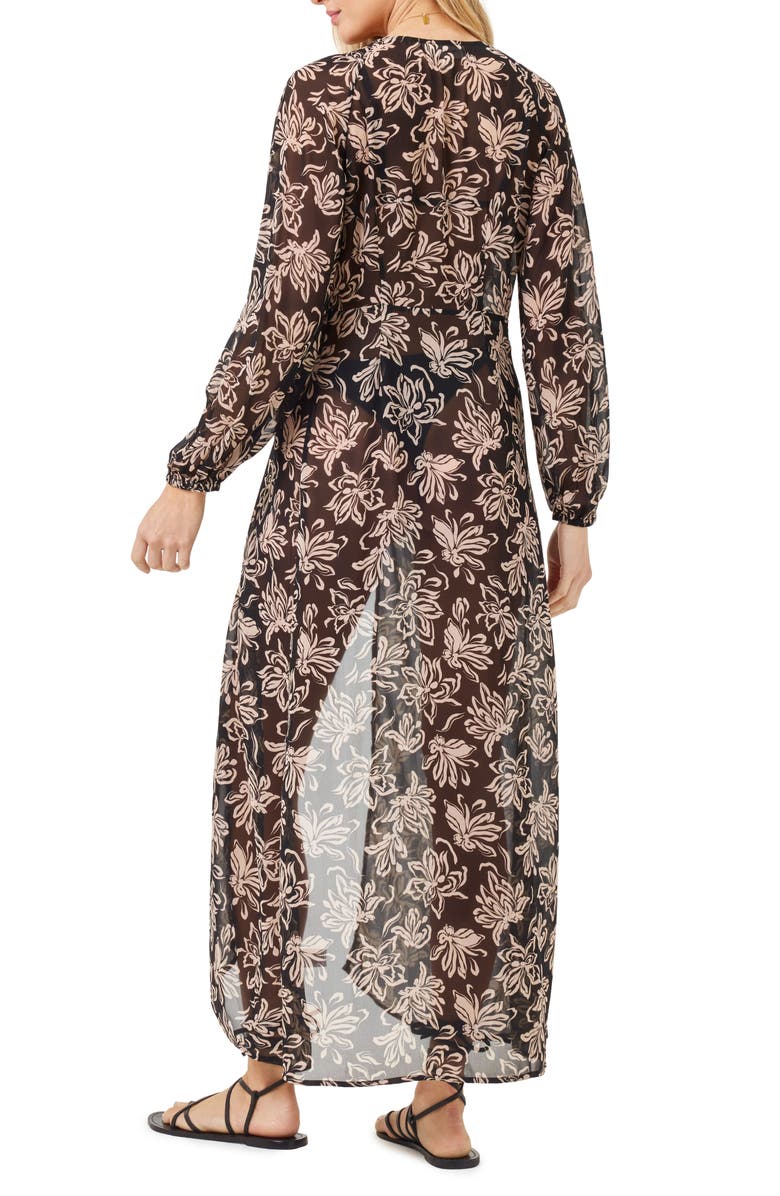LSPACE Anna Floral Tie Front Maxi Cover-Up Dress, Alternate, color, 