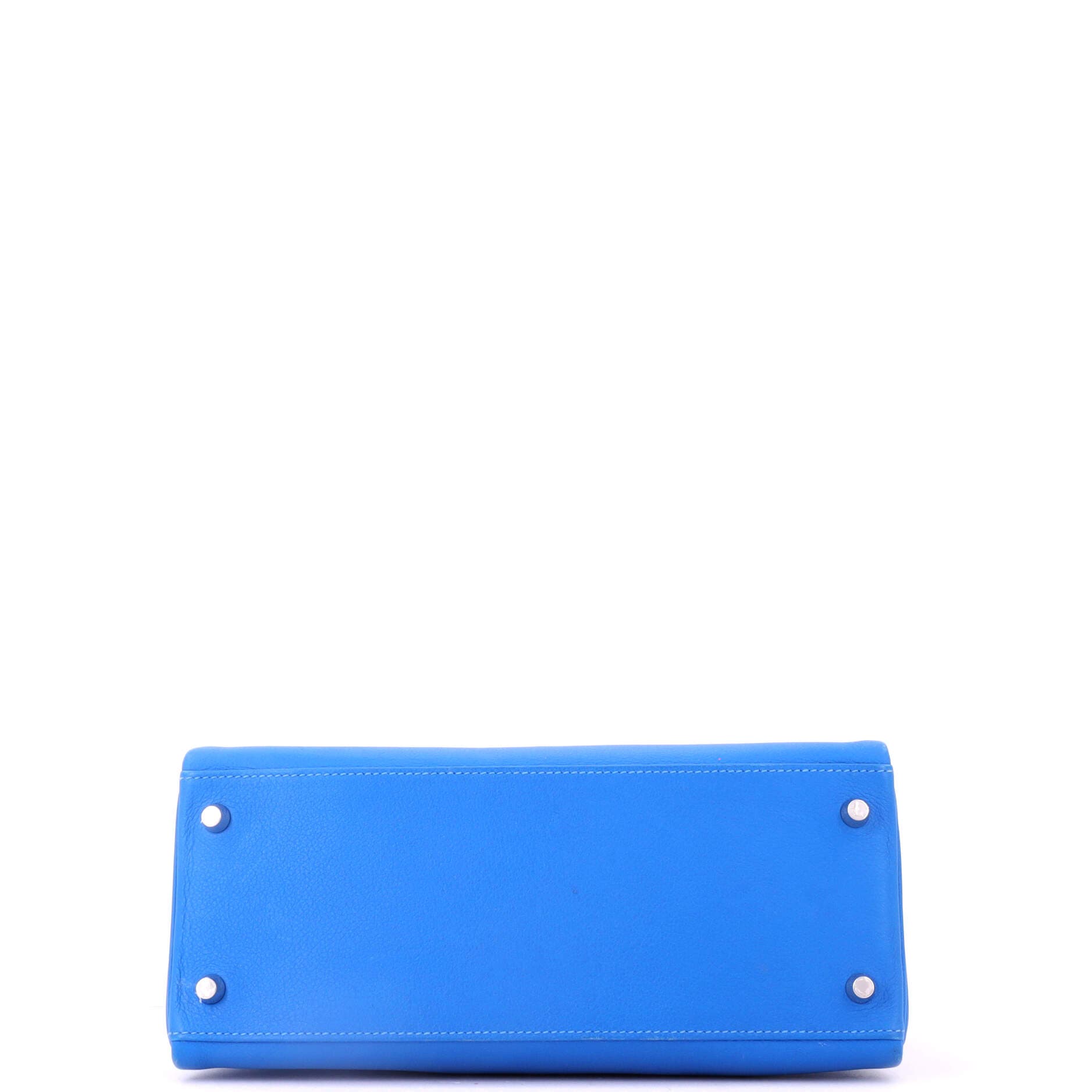 Pre-Owned Hermes Kelly Handbag Blue Evercolor with Palladium Hardware 28, Alternate, color, Bleu Hydra