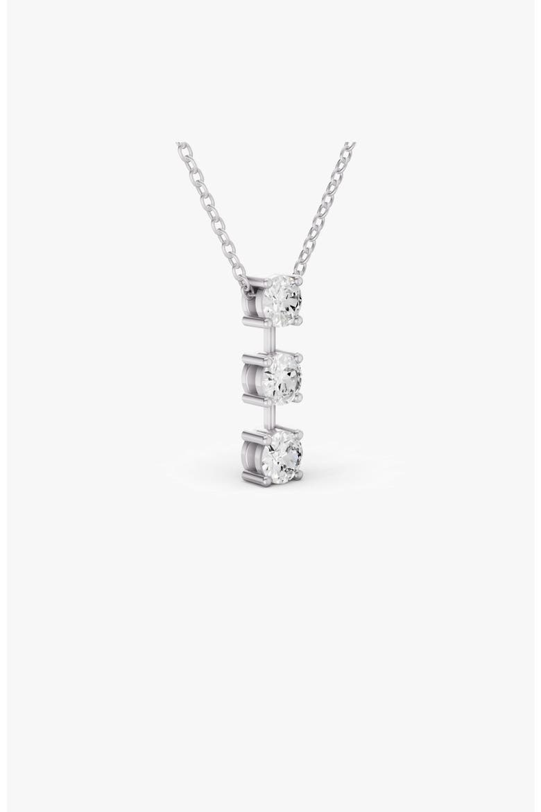 10K Gold 1.5 ct Round Lab Grown Diamond Three Stone Bar Pendant, Alternate, color, White Gold