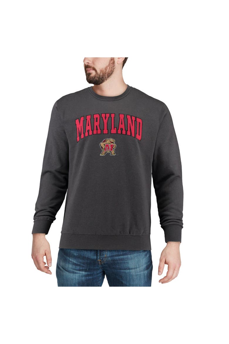 Men's Colosseum Charcoal Maryland Terrapins Arch & Logo Crew Neck Sweatshirt, Alternate, color, Charcoal