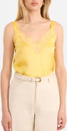 CAMI NYC Amora Lace Trim Silk Charmeuse Camisole
