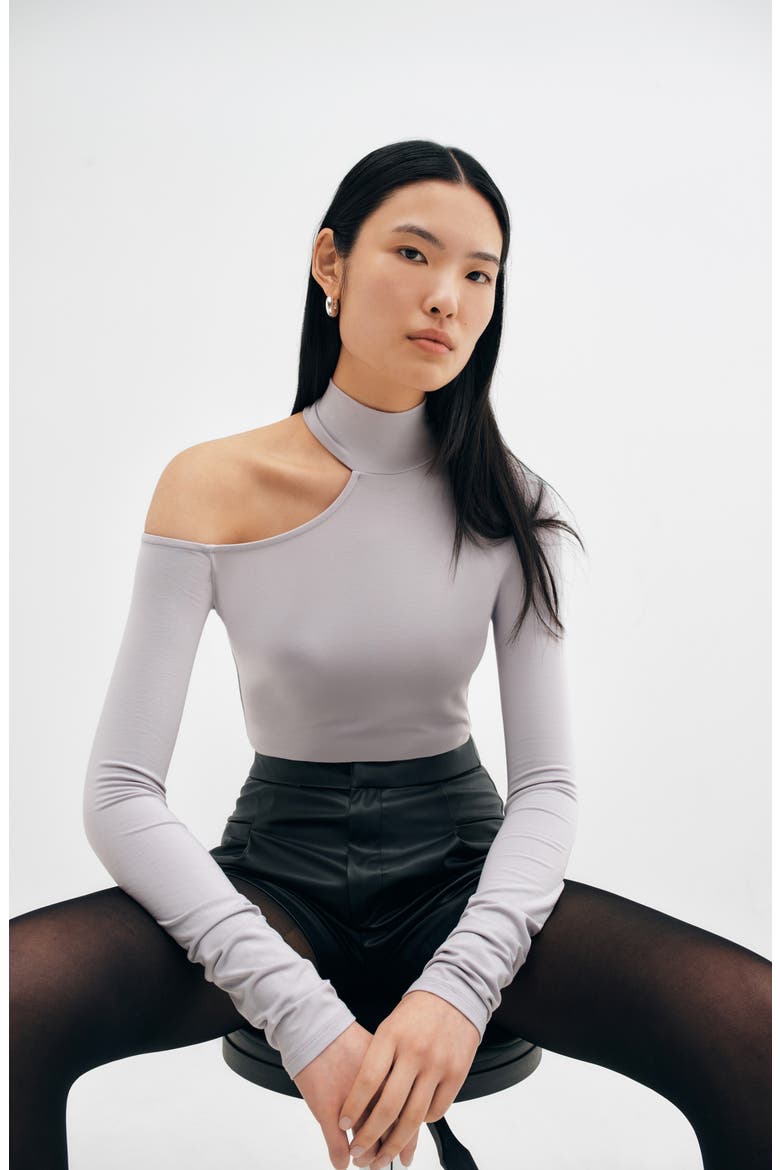 Elmhurst Cutout Turtleneck Top, Alternate, color, STORM GRAY