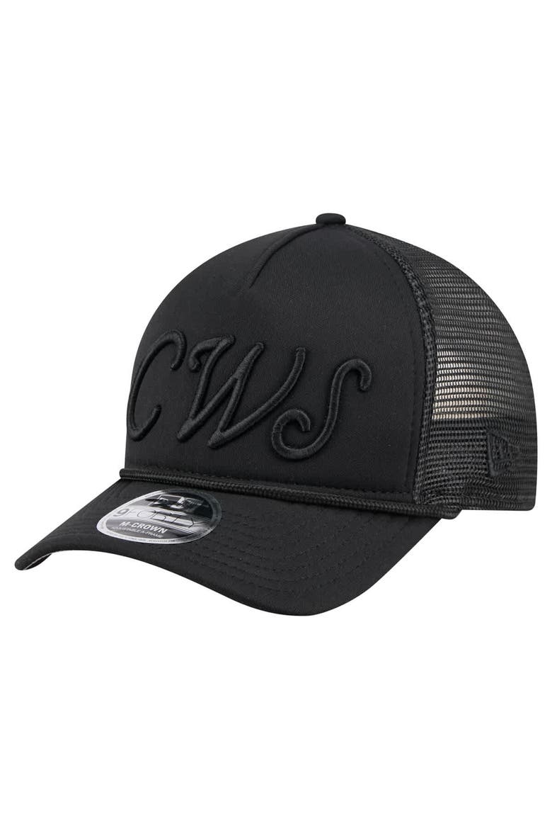 Men's New Era Black Chicago White Sox City Initial 9FORTY A-Frame M-Crown Adjustable Trucker Hat, Main, color, Black