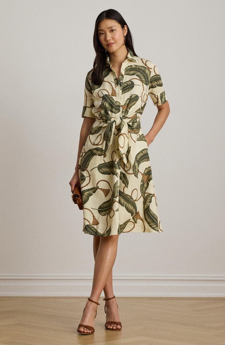 Lauren Ralph Lauren Short Sleeve Shirtdress, Alternate, color, Cream/ Multi