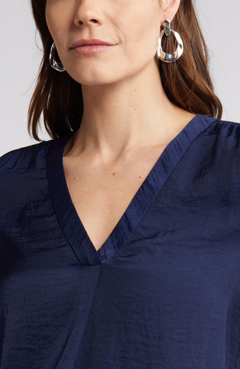 Vince Camuto Rumple Satin Top, Alternate, color, Classic Navy