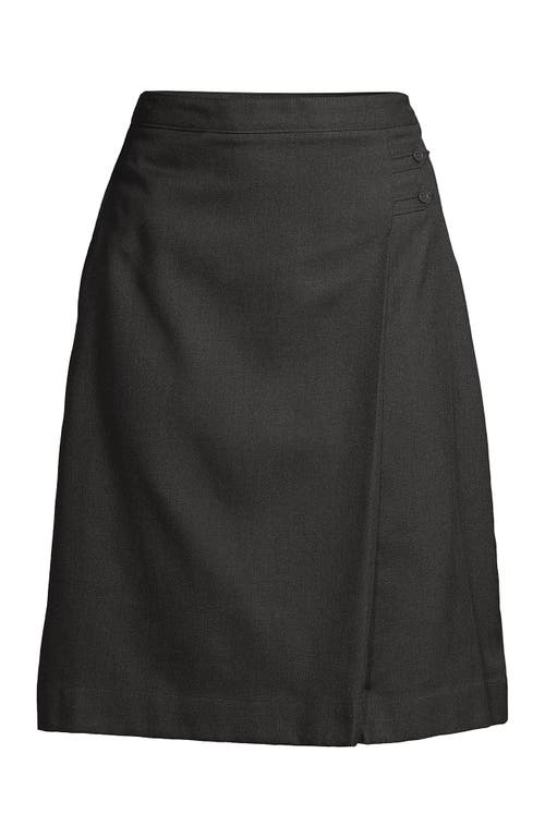 Lands' End School Uniform Solid A-line Skirt Below The Knee In Black