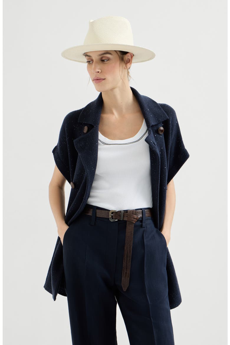 Cotton Diamond yarn vest, Alternate, color, Blue