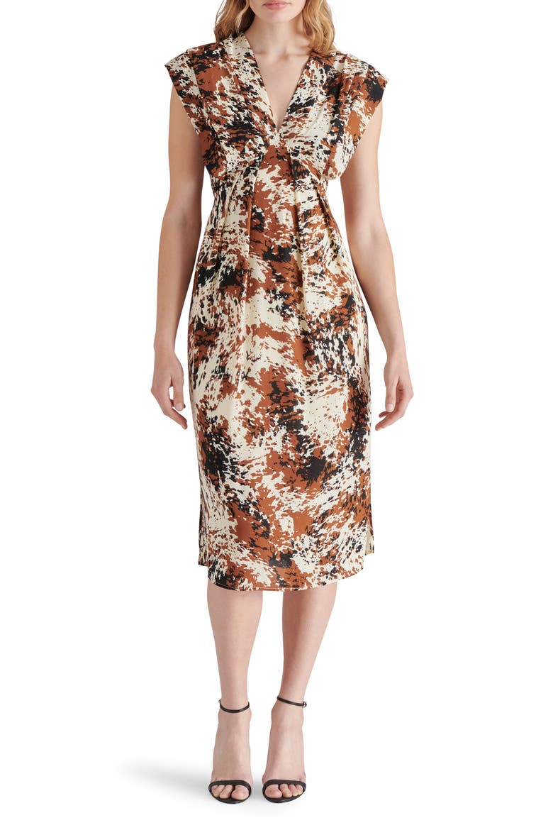 Clarissa Satin Midi Dress, Main, color, CACAO