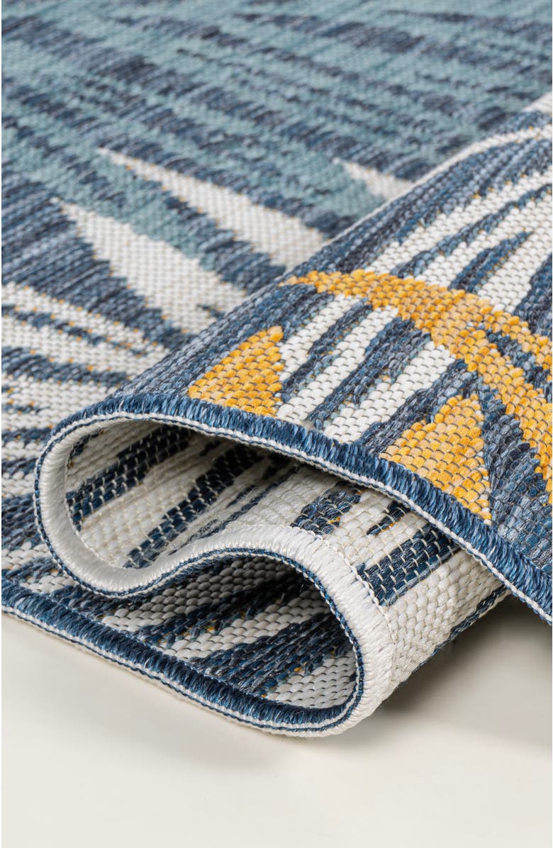 JONATHAN Y Calypso Coastal Casual Palm Frond Reversible Machine-Washable Indoor/Outdoor Area Rug, Alternate, color, Cream/Navy