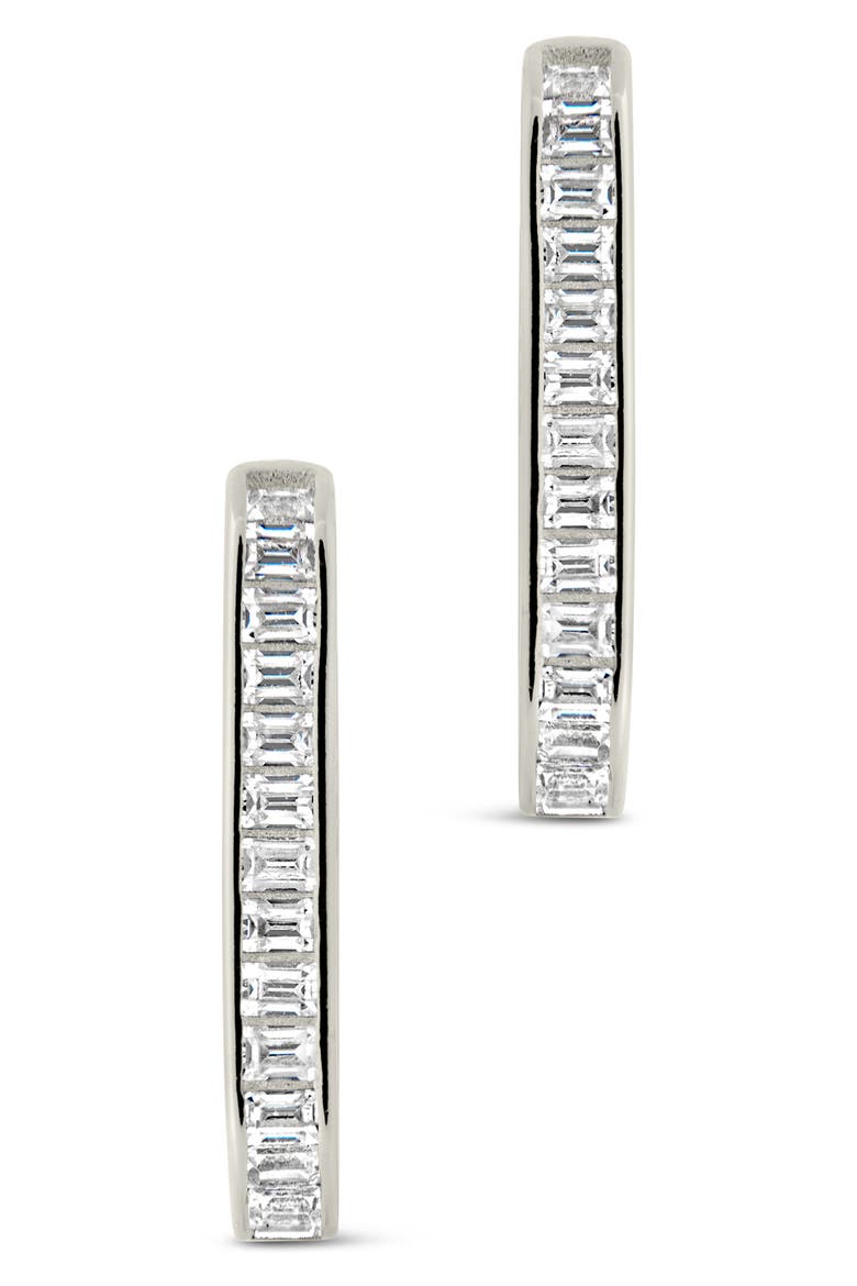 Piper CZ Rectangular Hoop Earrings, Alternate, color, SILVER