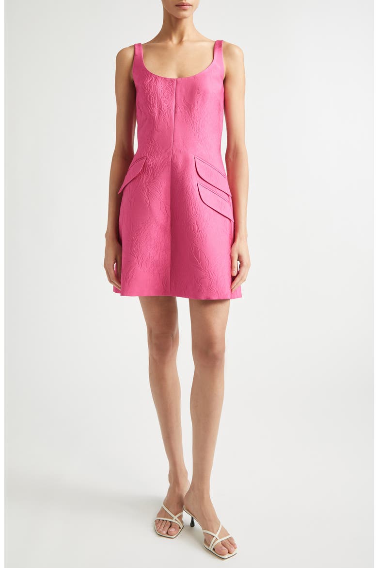 Talia Floral Cloqué Minidress, Main, color, HOT PINK