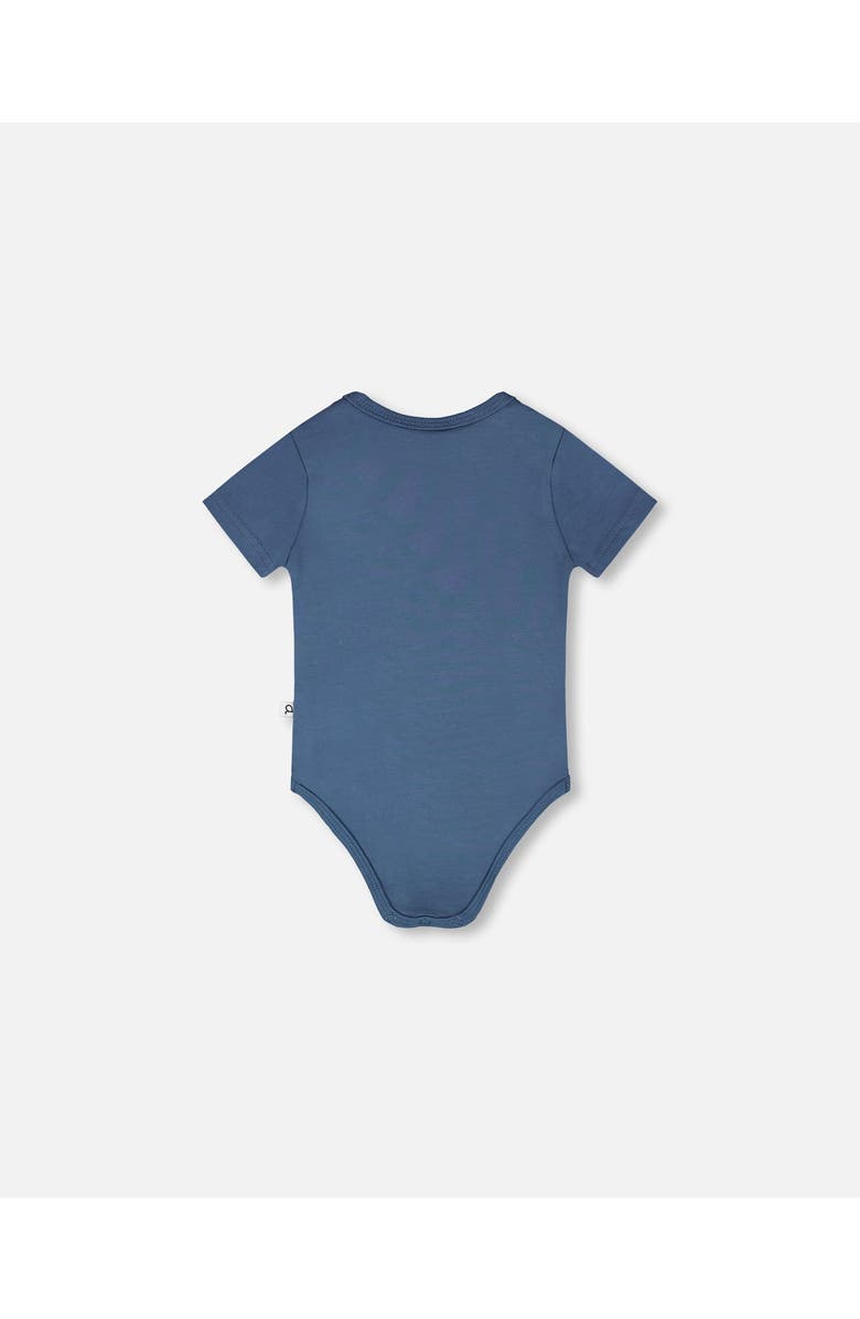 Deux par Deux Evolutive Organic Cotton Jersey Bodysuit, Alternate, color, Medium Blue