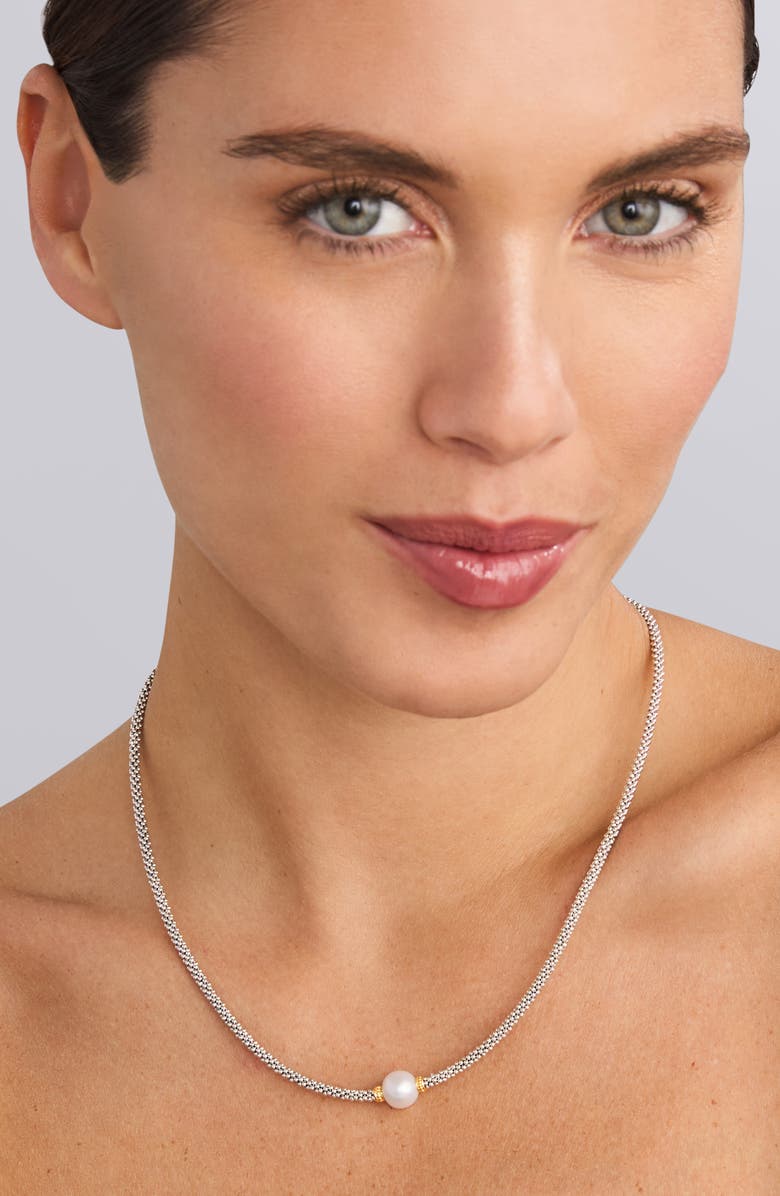 LAGOS Luna Pearl Station Collar Necklace, Alternate, color, Silver/Pearl