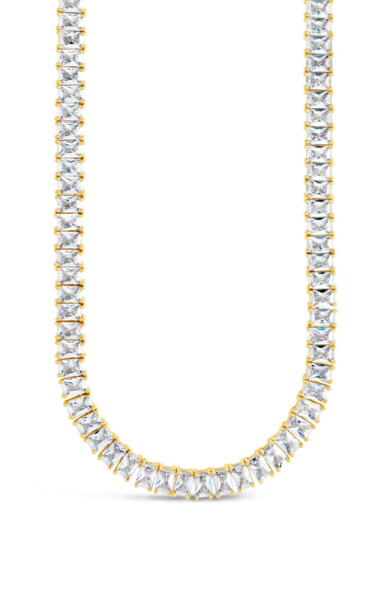 Sterling Forever Marisol 14K Gold Plated Cubic Zirconia Tennis Necklace, Main, color, 