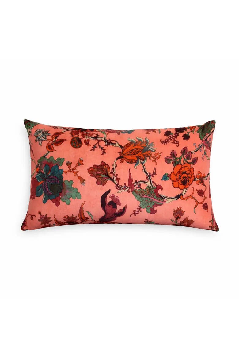 Velvet Eden Floral Pillow | Cotton Fabric, Main, color, Pink