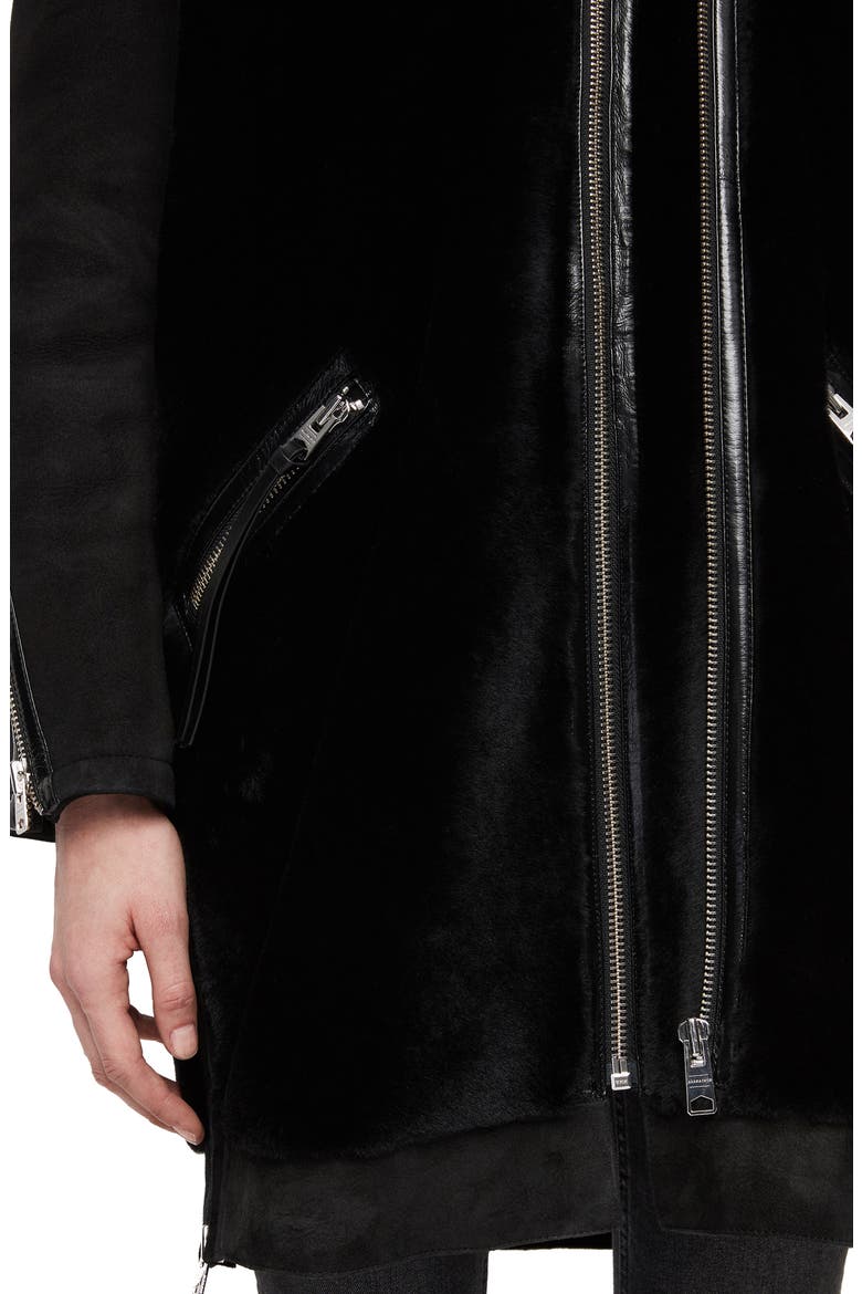 State Lux Suede Parka with Genuine Shearling Trim, Alternate, color, BLACK/ BLACK