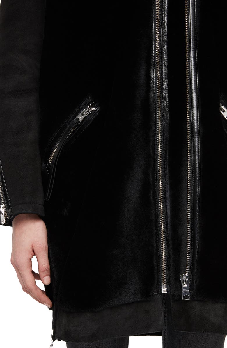 AllSaints State Lux Suede Parka with Genuine Shearling Trim, Alternate, color, 