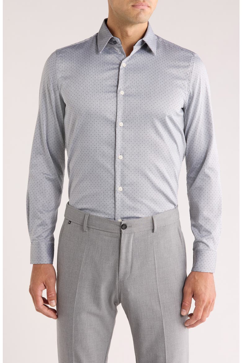 Slim Fit Geometric Print Dress Shirt, Main, color, GREY
