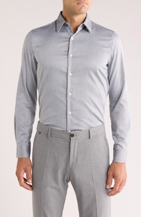 Slim Fit Geometric Print Dress Shirt (Regular & Big)