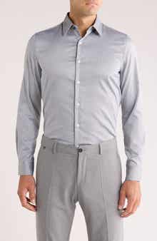 Duchamp Slim Fit Geometric Print Dress Shirt