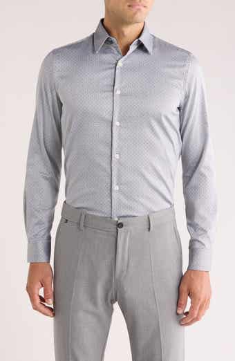 Duchamp Slim Fit Geometric Print Dress Shirt
