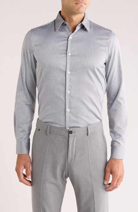 Duchamp Slim Fit Geometric Print Dress Shirt