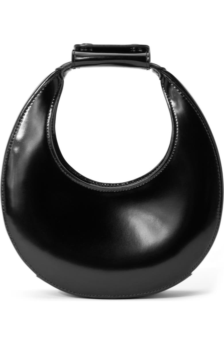 STAUD Good Night Moon Leather Top Handle Bag, Main, color, Black