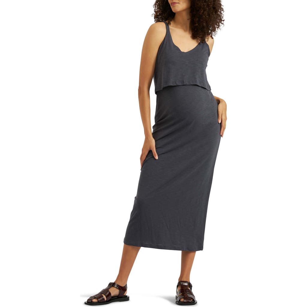RIPE MATERNITY RIPE MATERNITY KERRY LAYERED SLEEVELESS COTTON BLEND MATERNITY/NURSING DRESS