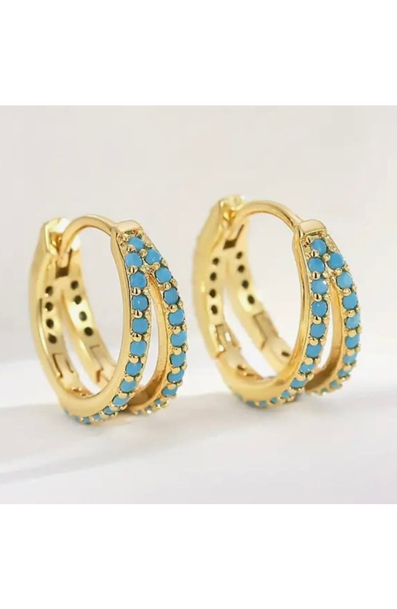 Erin McDermott Jewelry Double Turquoise Circle Hoops, Alternate, color, Gold