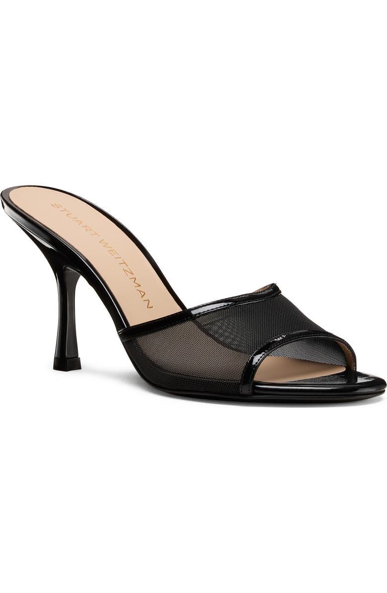 Stuart Weitzman Bareitall Shine Mesh Sandal, Main, color, Black