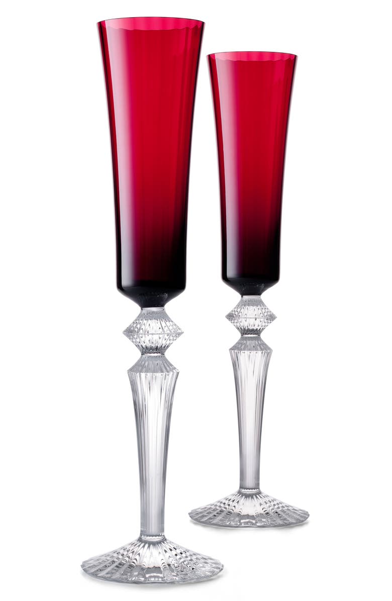 Baccarat Mille Nuits Flutissimo Set of 2 Lead Crystal Flutes, Main, color, 
