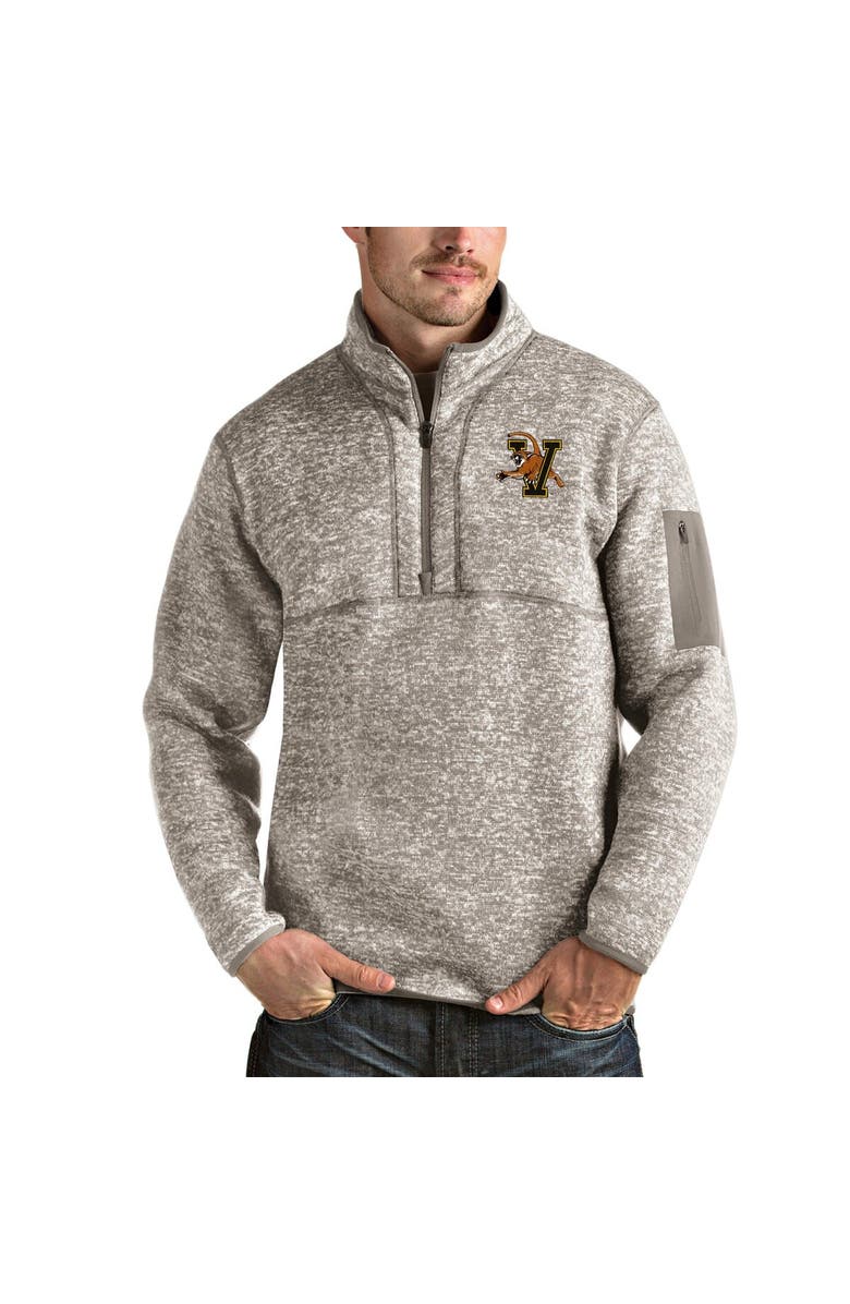 ANTIGUA Men's Antigua Oatmeal Vermont Catamounts Fortune Half-Zip Pullover Jacket, Alternate, color, Oatmeal
