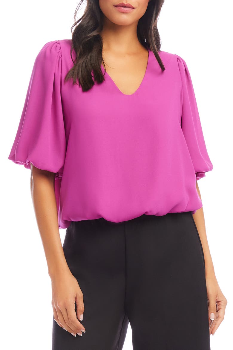 Puff Sleeve Crepe Top, Main, color, ORCHID