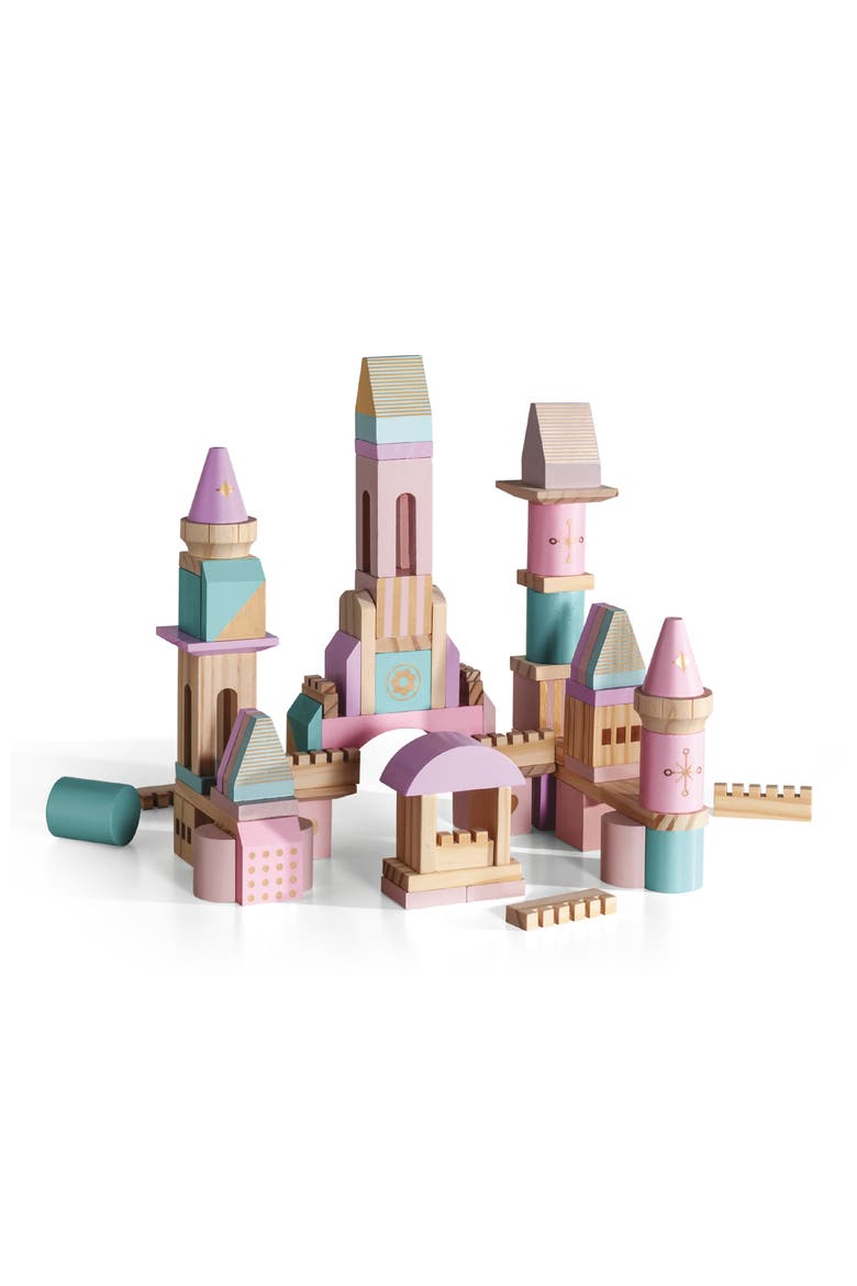 75-Piece Wood Castle Block Toy, Main, color, LIGHT/ PASTEL PINK