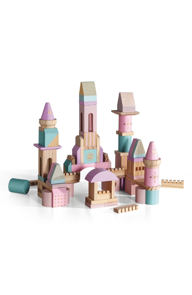 FAO Schwarz 75-Piece Wood Castle Block Toy, Main, color, Light/ Pastel Pink
