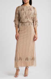 Pisarro Nights Beaded Cold Shoulder Cocktail Dress