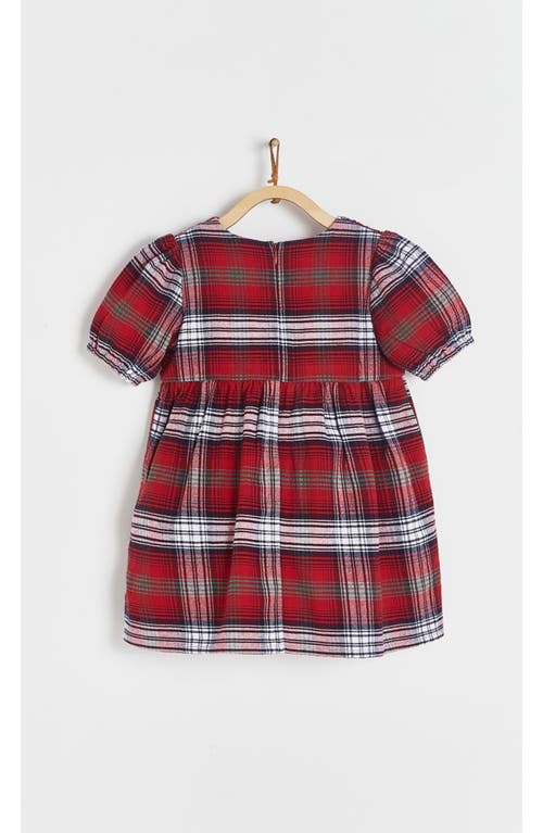 Babycottons Christmas Flannel Plaid Dress For Toddler In Red