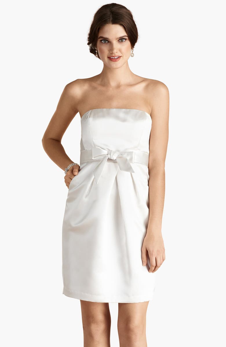 Donna Morgan 'Savannah' Strapless Satin Sheath Dress, Main, color, 