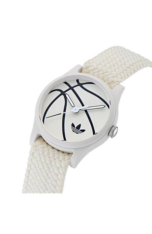 Adidas Originals Adidas Ao Style White Basketball Dial Webbing Strap Watch, 39mm In White