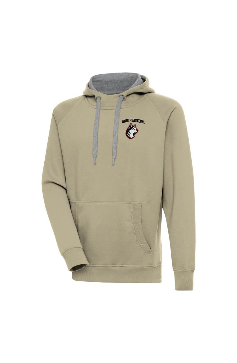 ANTIGUA Men's Antigua  Khaki Northeastern Huskies Victory Pullover Hoodie, Main, color, 