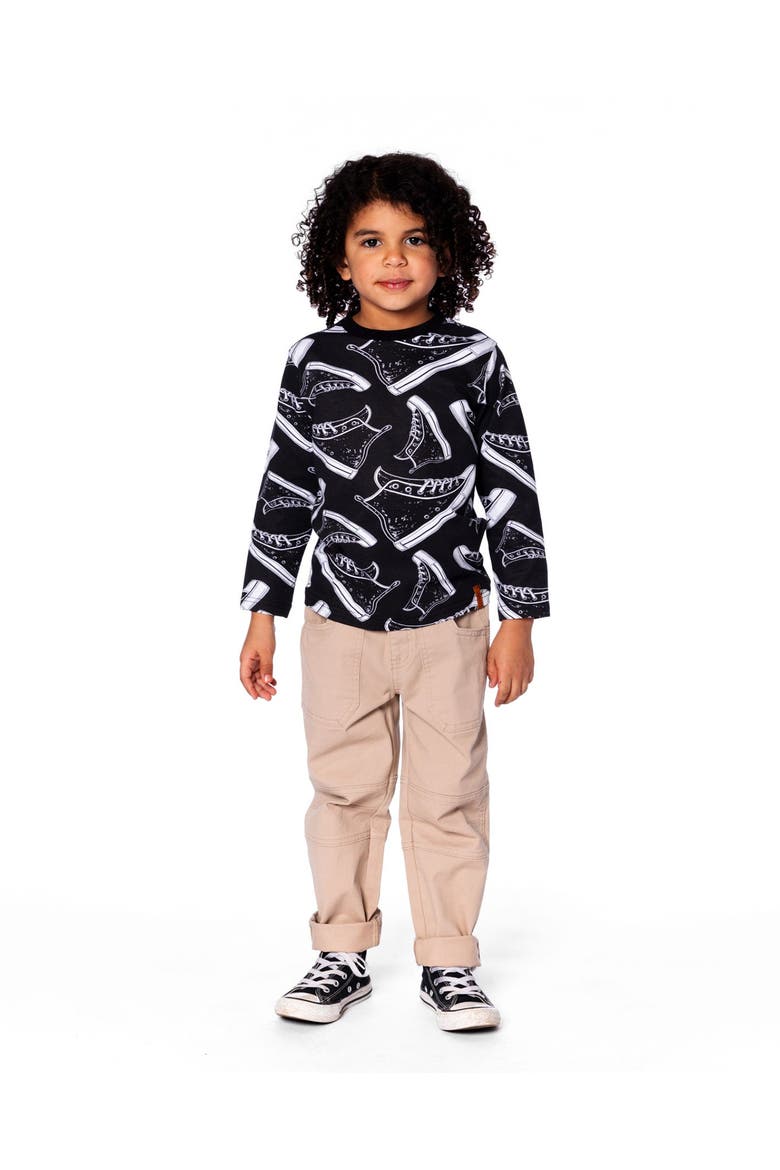 Long Sleeve Organic Cotton Allover Tee, Alternate, color, Black
