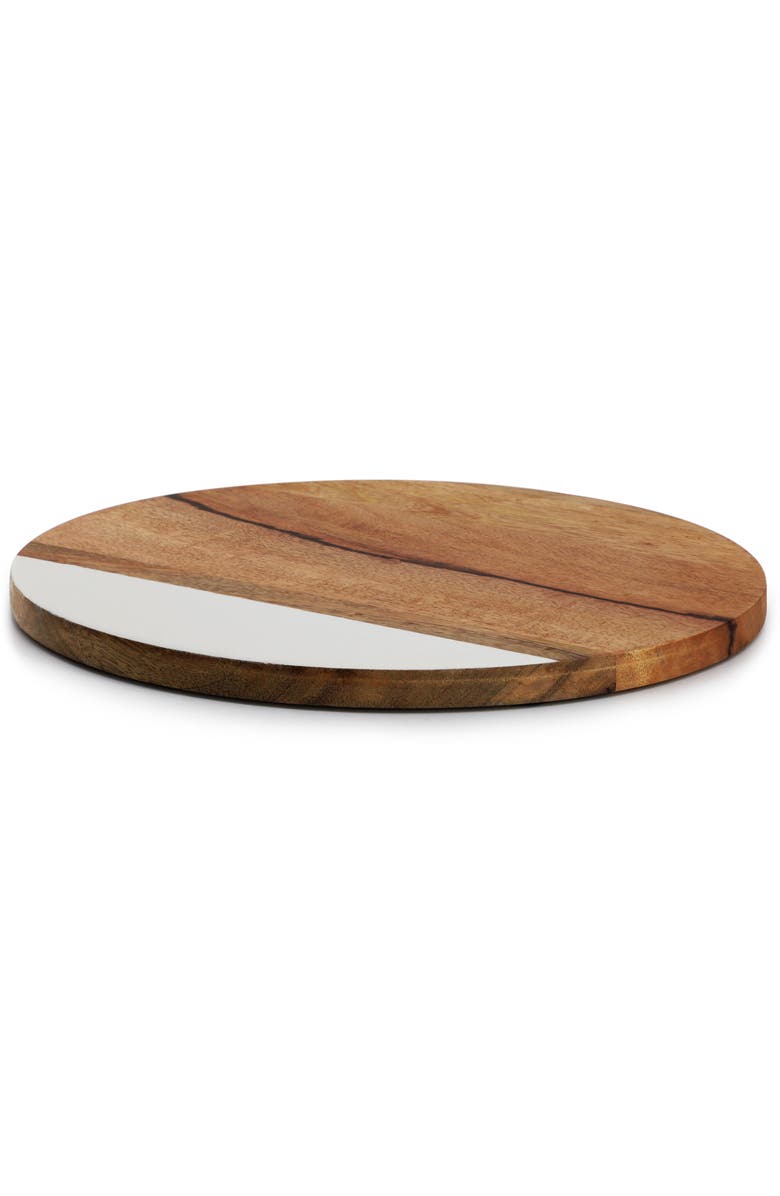 Gibson Home 12 Inch Duo Tone Round Wood Serving Board, Alternate, color, White