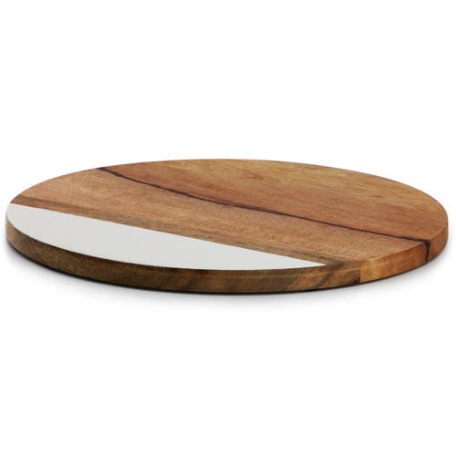 Gibson Home 12 Inch Duo Tone Round Wood Serving Board In Brown