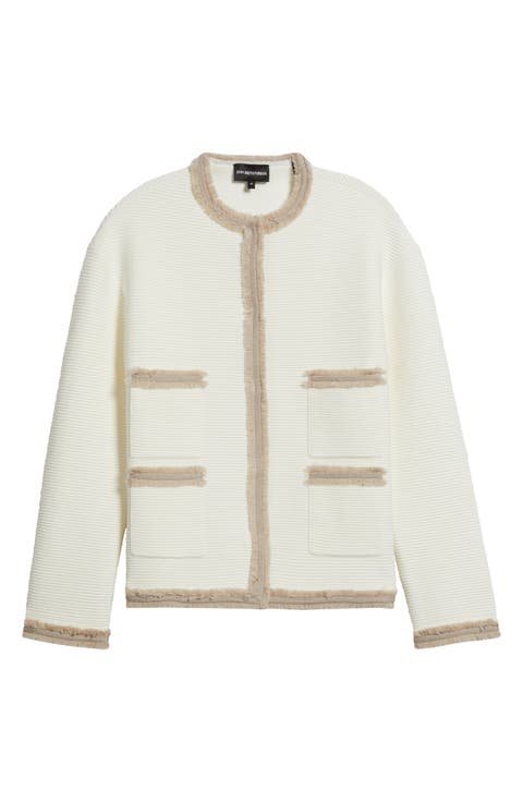 Fray Trim Pocket Rib Blazer